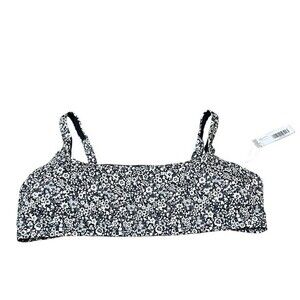 NWT Everlane The Square-Neck Bikini Top Navy Blue Floral Size XL  Women